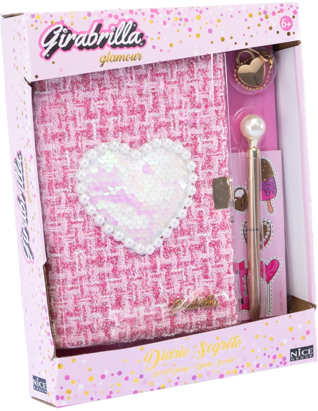 Girabrilla Tweed Diario Segreto Rosa – Quaderno con Cuore in Paillettes | shopincasa.it