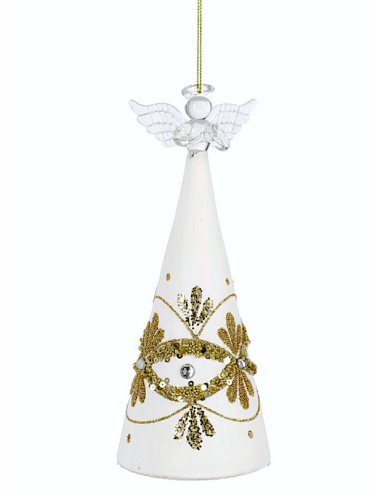 PENDENTE GARISH VETRO BIANCO 19CM CON ANGELO