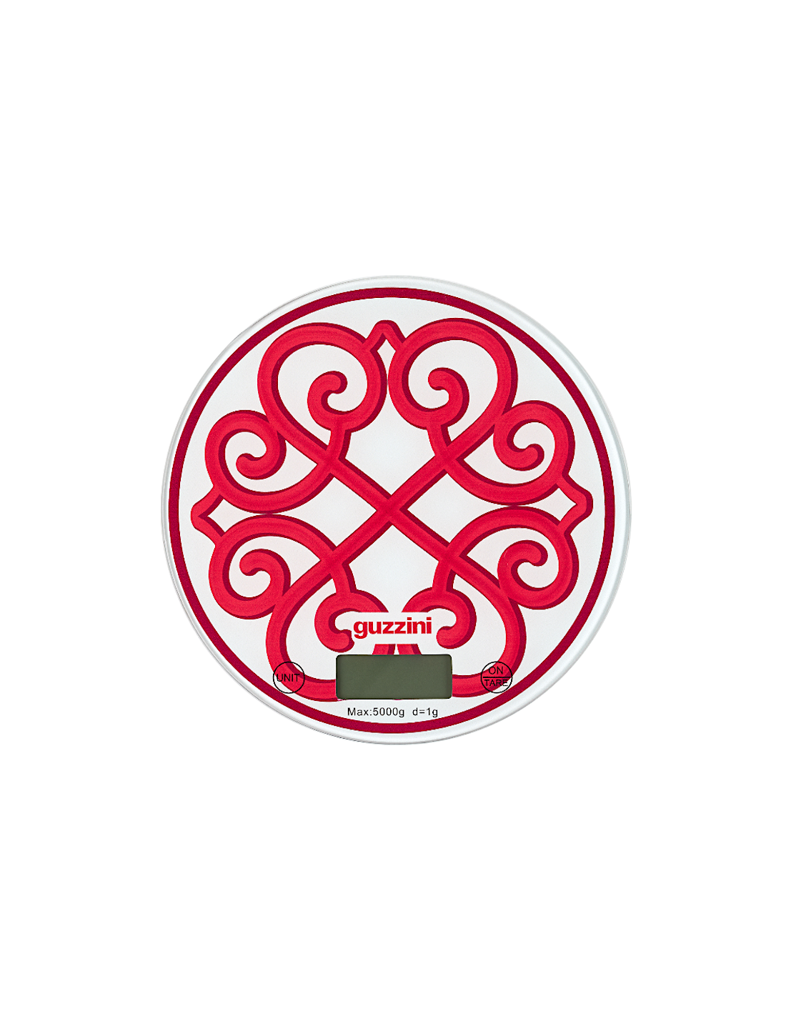 BILANCIA CUCINA BRIGHT RED TONDA VETRO HARMONIA GUZZINI