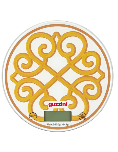 Guzzini Bilancia Digitale Harmonia Giallo Oro 5kg in Vetro Temperato - Shopincasa.it