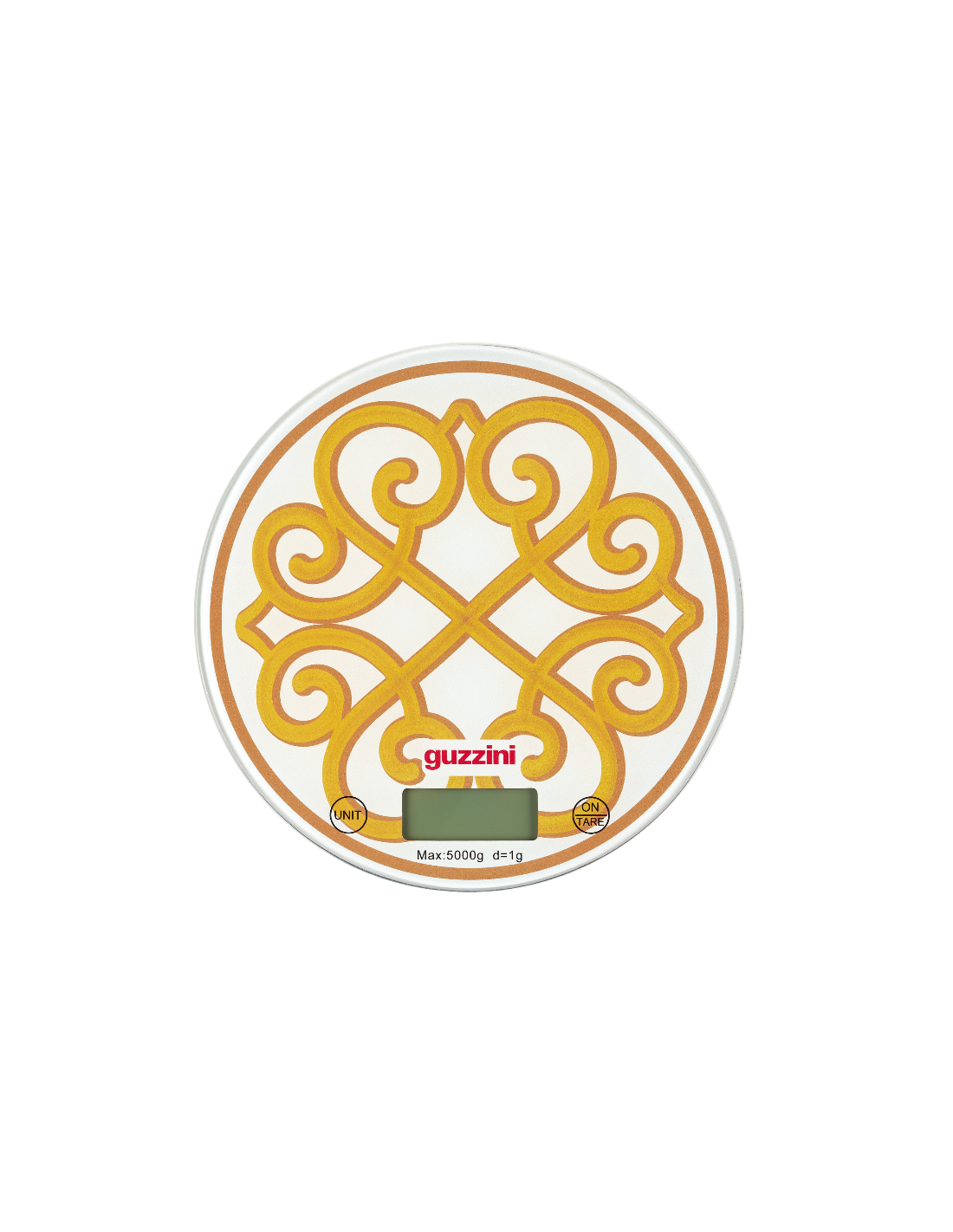 Guzzini Bilancia Digitale Harmonia Giallo Oro 5kg in Vetro Temperato - Shopincasa.it