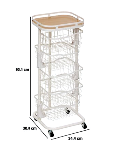 CARRELLO 190191 BALM 5 CESTELLI 35X31X93CM METALLO/MDF