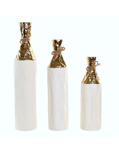 VASO JR221818 2 MIS METALLO 13X57CM BIANCO/ORO