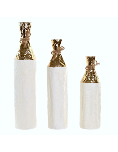 VASO JR221818 2 MIS METALLO 13X57CM BIANCO/ORO
