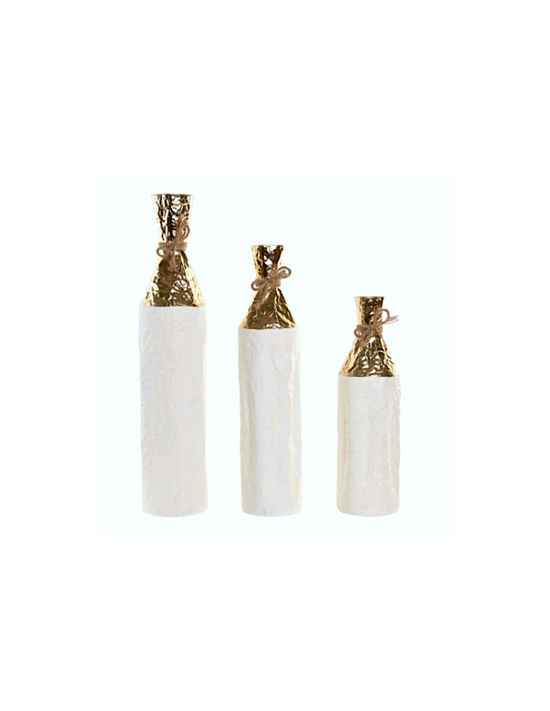 VASO JR221818 3 MIS METALLO 14X68CM BIANCO/ORO