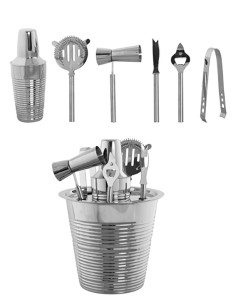 SET COCKTAIL 7PZ PC214617 INOX PLATINATO