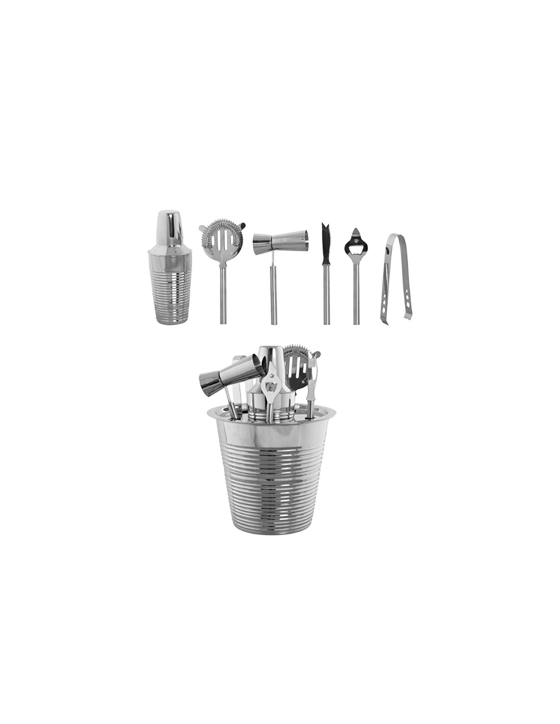 SET COCKTAIL 7PZ PC214617 INOX PLATINATO