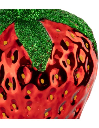SFERE E PENDAGLI: vendita online Decorazione pendente di Natale fragola in vetro rosso 8cm - La magia di Natale a casa tua in...