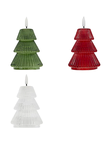 CANDELA LED ALBERO VETRO 8X13CM ASSORTITO