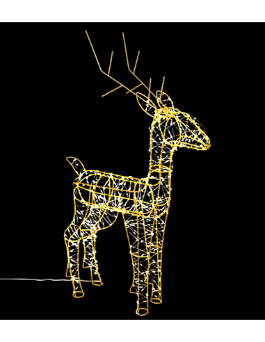 DECORAZIONE RENNA METALLO 600LED BIANCO CALDO 75X13X45CM