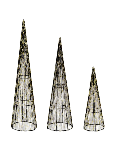 SET 3 CONI LUMINOSI 40LED H80CM DA INTERNO