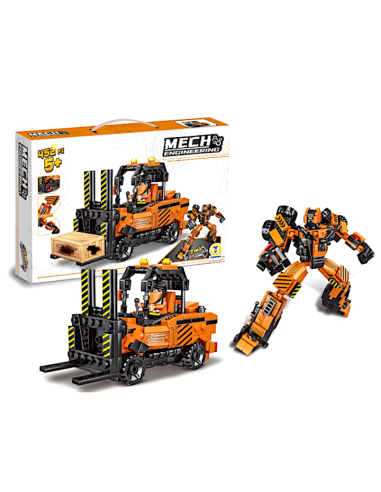 PRESCOLARI: vendita online COSTRUZIONI CLICK CLACK, MULETTO TRANSFORMER, 452 PEZZI, GIOCO DI COSTRUZIONE, VEICOLO 2 IN 1, EDU...