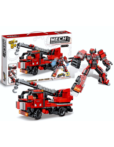 PRESCOLARI: vendita online COSTRUZIONI CLICK CLACK, POMPIERI TRANSFORMER, 429 PEZZI, GIOCO DI COSTRUZIONE, VEICOLO 2 IN 1, ED...