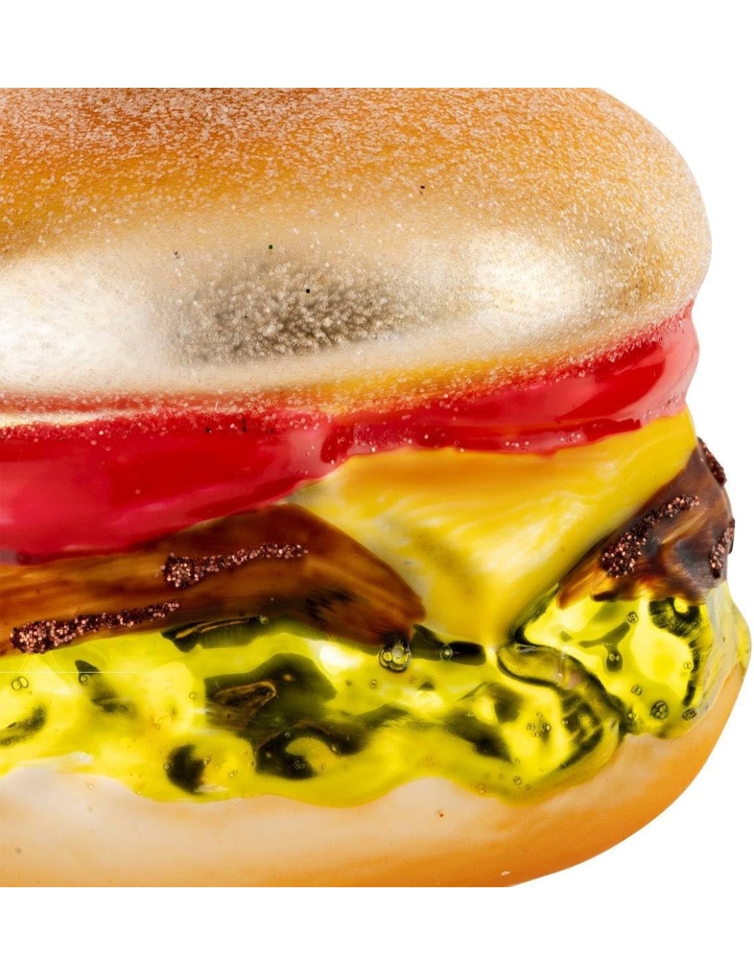 SFERE E PENDAGLI: vendita online Decorazione pendente di Natale hamburger in vetro dorato Ø8cm - La magia di Natale a casa tu...