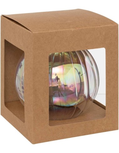 SFERE E PENDAGLI: vendita online Decorazione sfera di Natale 14cm in vetro trasparente a righe - La magia di Natale a casa tu...