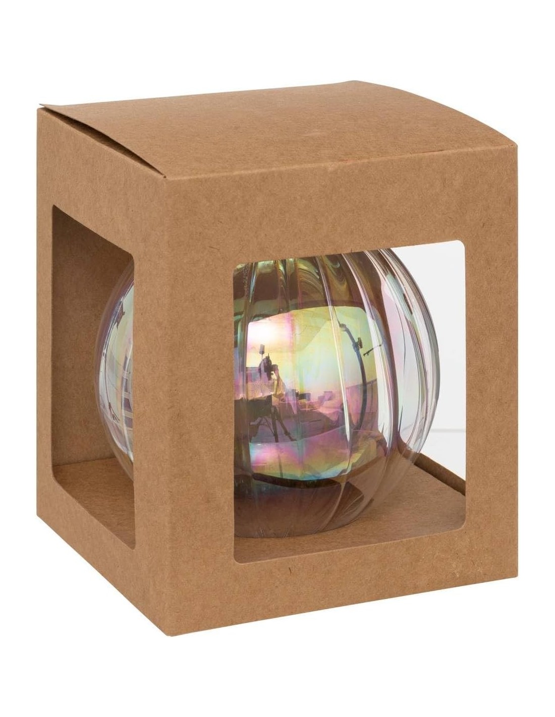 SFERE E PENDAGLI: vendita online Decorazione sfera di Natale 14cm in vetro trasparente a righe - La magia di Natale a casa tu...