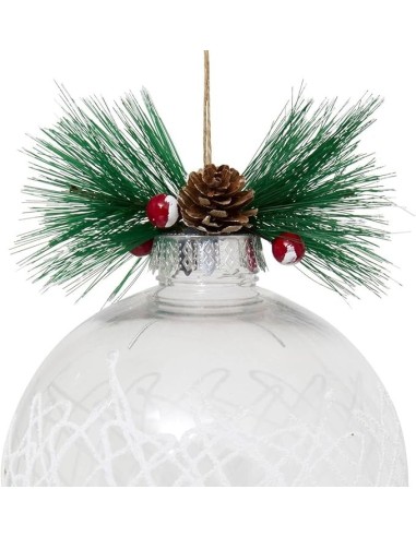 SFERE E PENDAGLI: vendita online Decorazione sfera di Natale 15cm trasparente con ramo di agrifoglio - La magia di Natale a c...