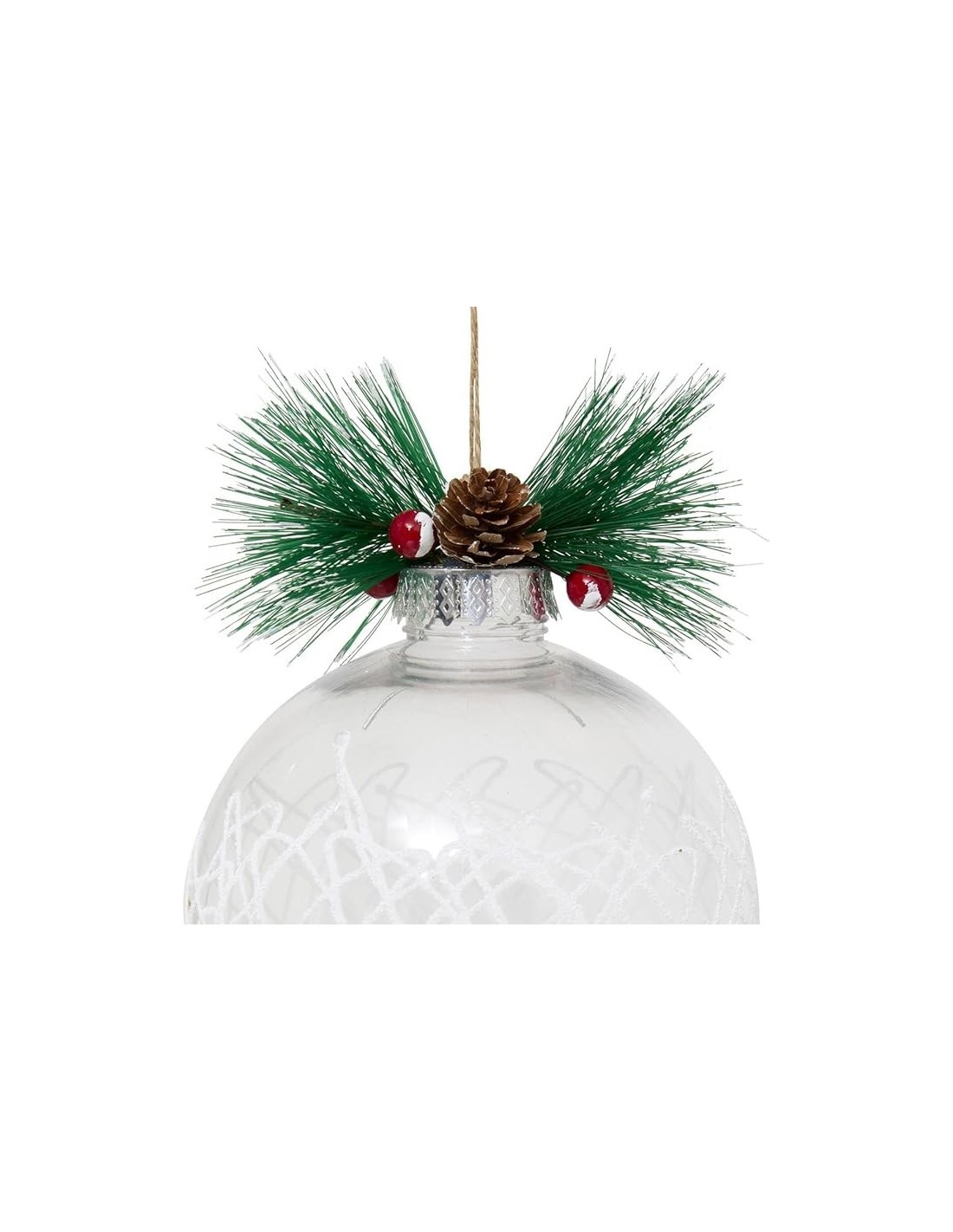 SFERE E PENDAGLI: vendita online Decorazione sfera di Natale 15cm trasparente con ramo di agrifoglio - La magia di Natale a c...