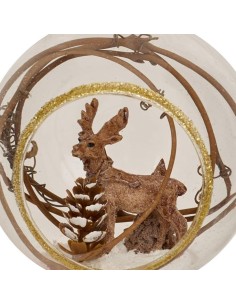 SFERE E PENDAGLI: vendita online Decorazione sfera di Natale 9cm in vetro trasparente con renna e rami - La magia di Natale a... 2