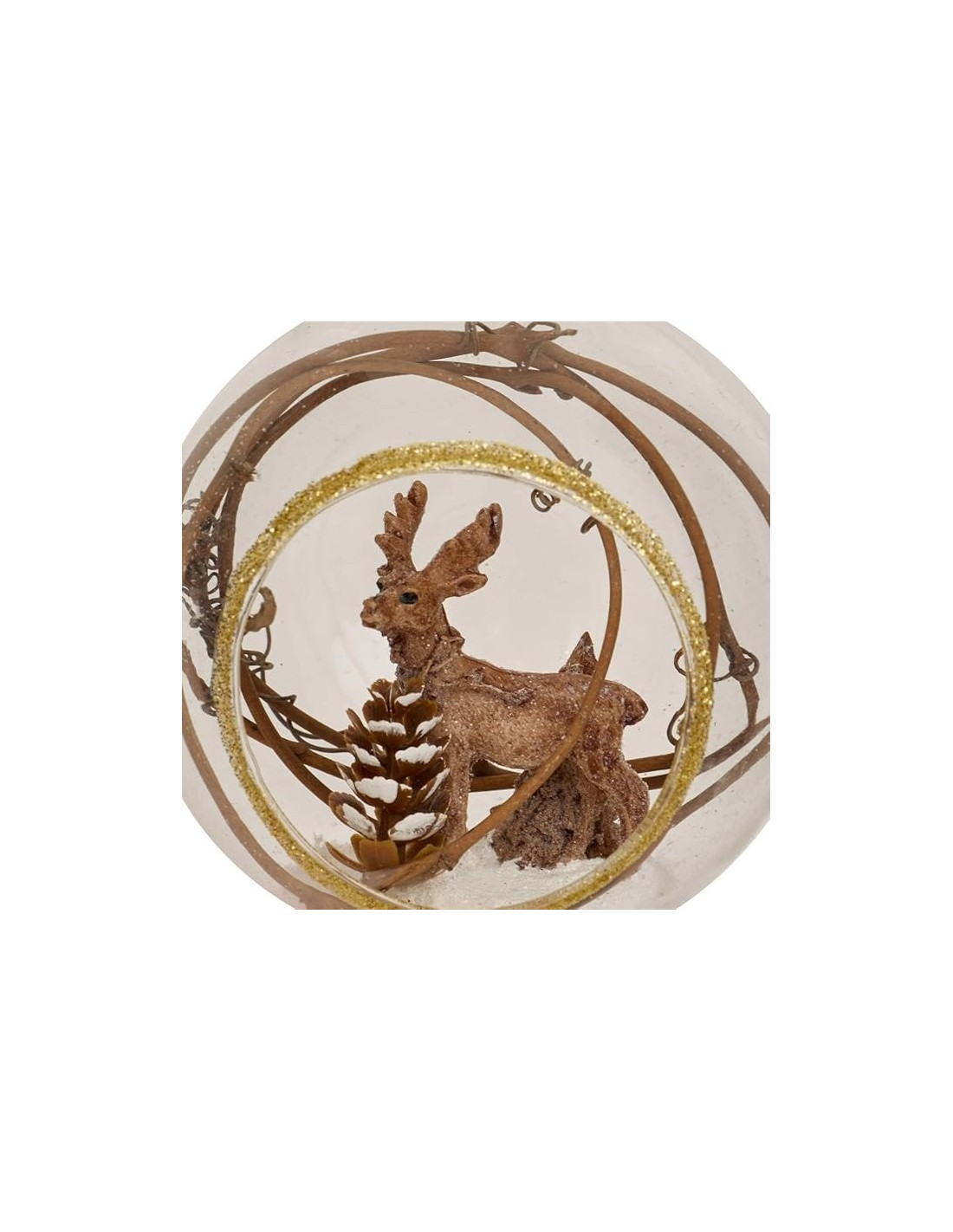 SFERE E PENDAGLI: vendita online Decorazione sfera di Natale 9cm in vetro trasparente con renna e rami - La magia di Natale a...
