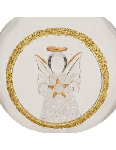 SFERE E PENDAGLI: vendita online Decorazione sfera di Natale 10cm in vetro trasparente con angelo dorato - La magia di Natale...