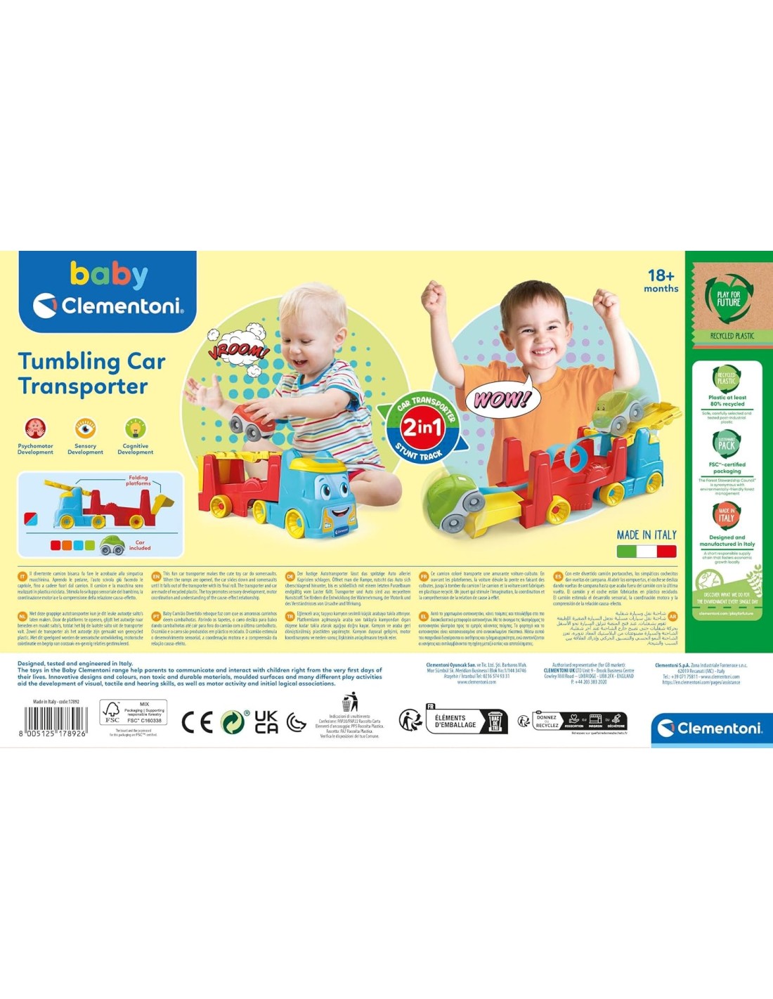 INFANZIA: vendita online BABY CLEMENTONI AUTOTRASPORTATORE SENSORIALE, CAMION GIOCATTOLO BAMBINI in offerta