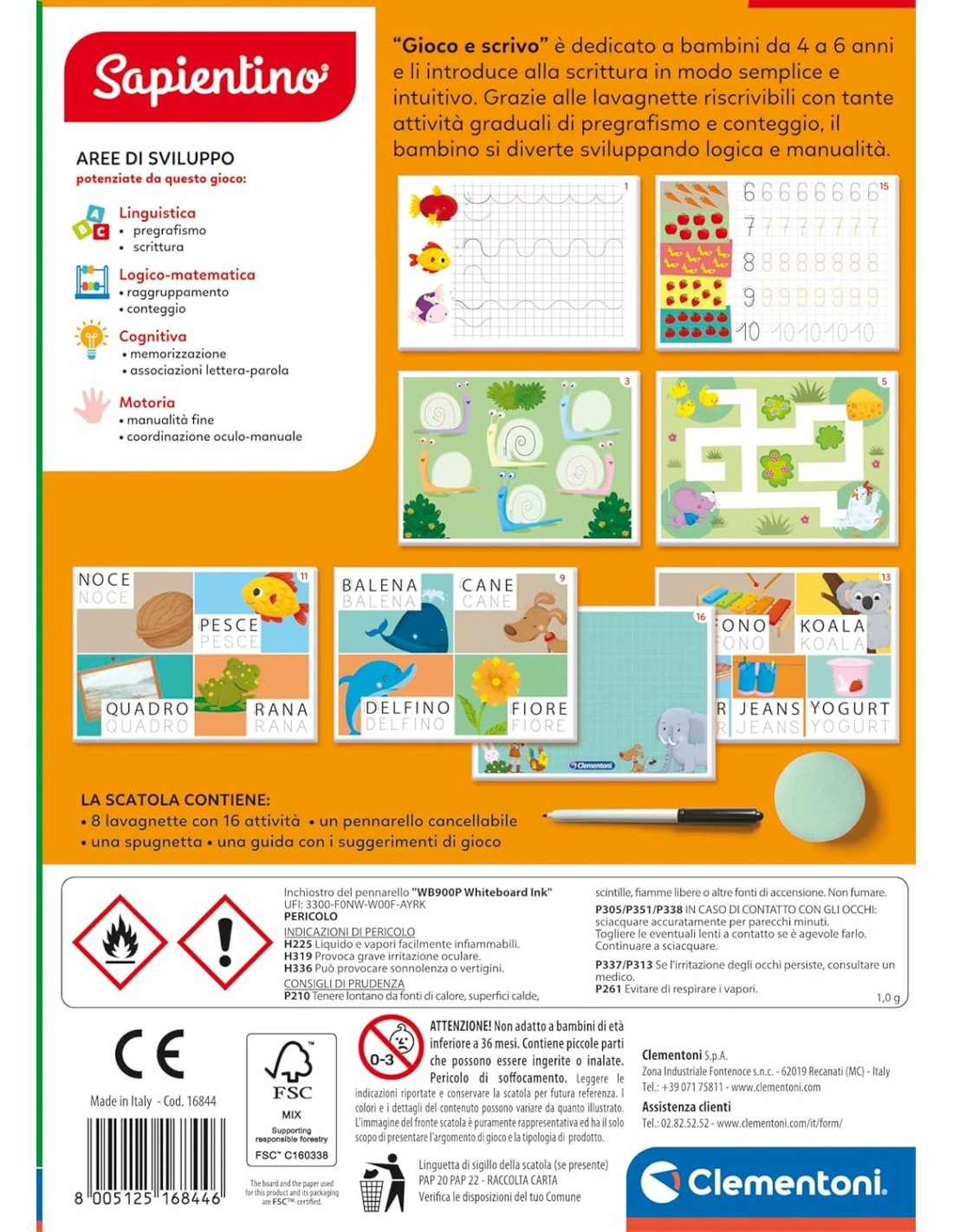 PRESCOLARI: vendita online SAPIENTINO GIOCO E SCRIVO, GIOCO EDUCATIVO, PER BAMBINI, APPRENDIMENTO, SCRITTURA in offerta