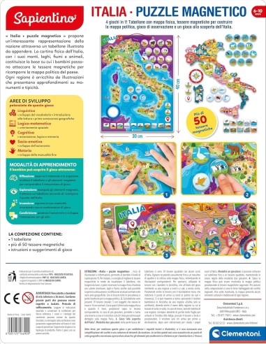 PRESCOLARI: vendita online CLEMENTONI SAPIENTINO ITALIA PUZZLE MAGNETICO, GIOCO EDUCATIVO, PER BAMBINI in offerta