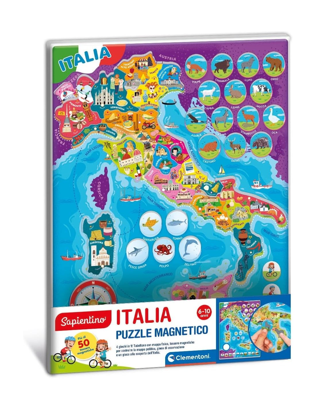 PRESCOLARI: vendita online CLEMENTONI SAPIENTINO ITALIA PUZZLE MAGNETICO, GIOCO EDUCATIVO, PER BAMBINI in offerta
