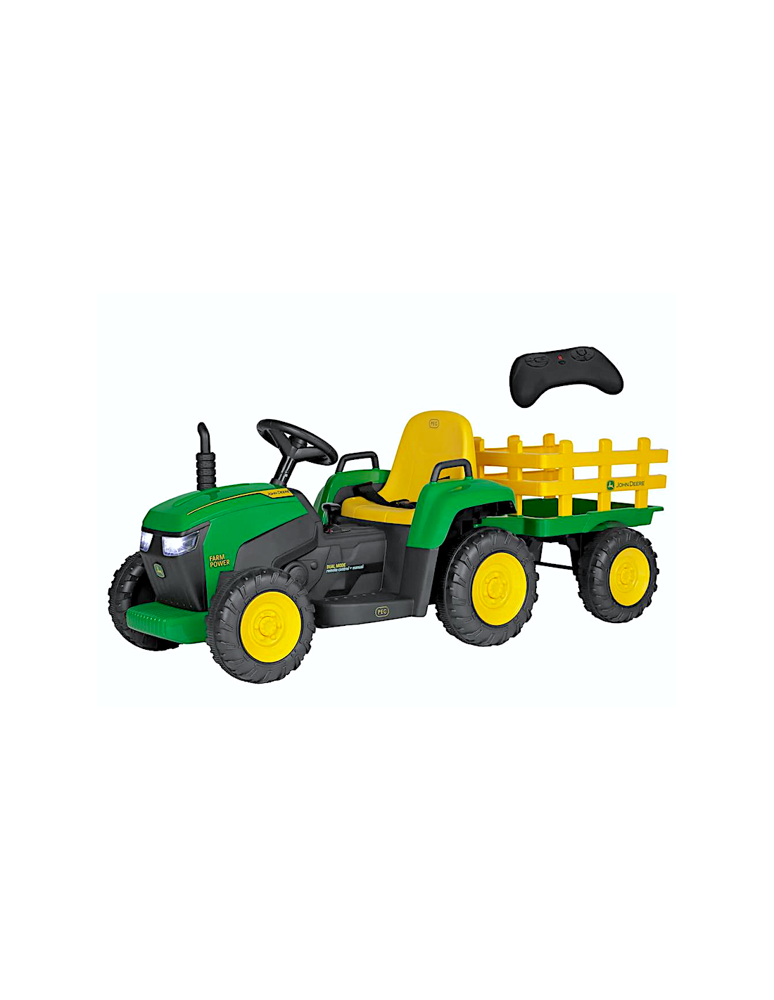 BICI - PRIMI PASSI - AUTO: vendita online PEG PEREGO JOHN DEERE RC TRACTOR, TRATTORE ELETTRICO CAVALCABILE, TELECOMANDATO, 12...