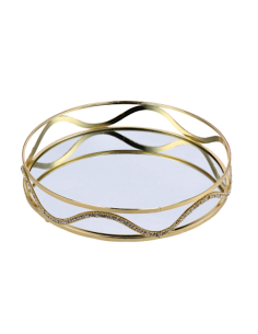 VASSOIO 104384 FERRO/VETRO 25X6CM