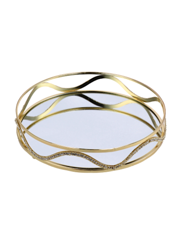 VASSOIO 104385 FERRO/VETRO 30X6CM