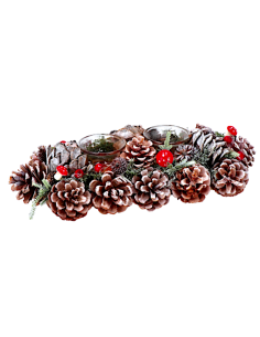 GHIRLANDA PORTACANDELA 117170 2F 33X15X18CM PIGNE E BACCHE