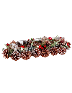 GHIRLANDA PORTACANDELA 117171 3F 38X15X8CM PIGNE E BACCHE