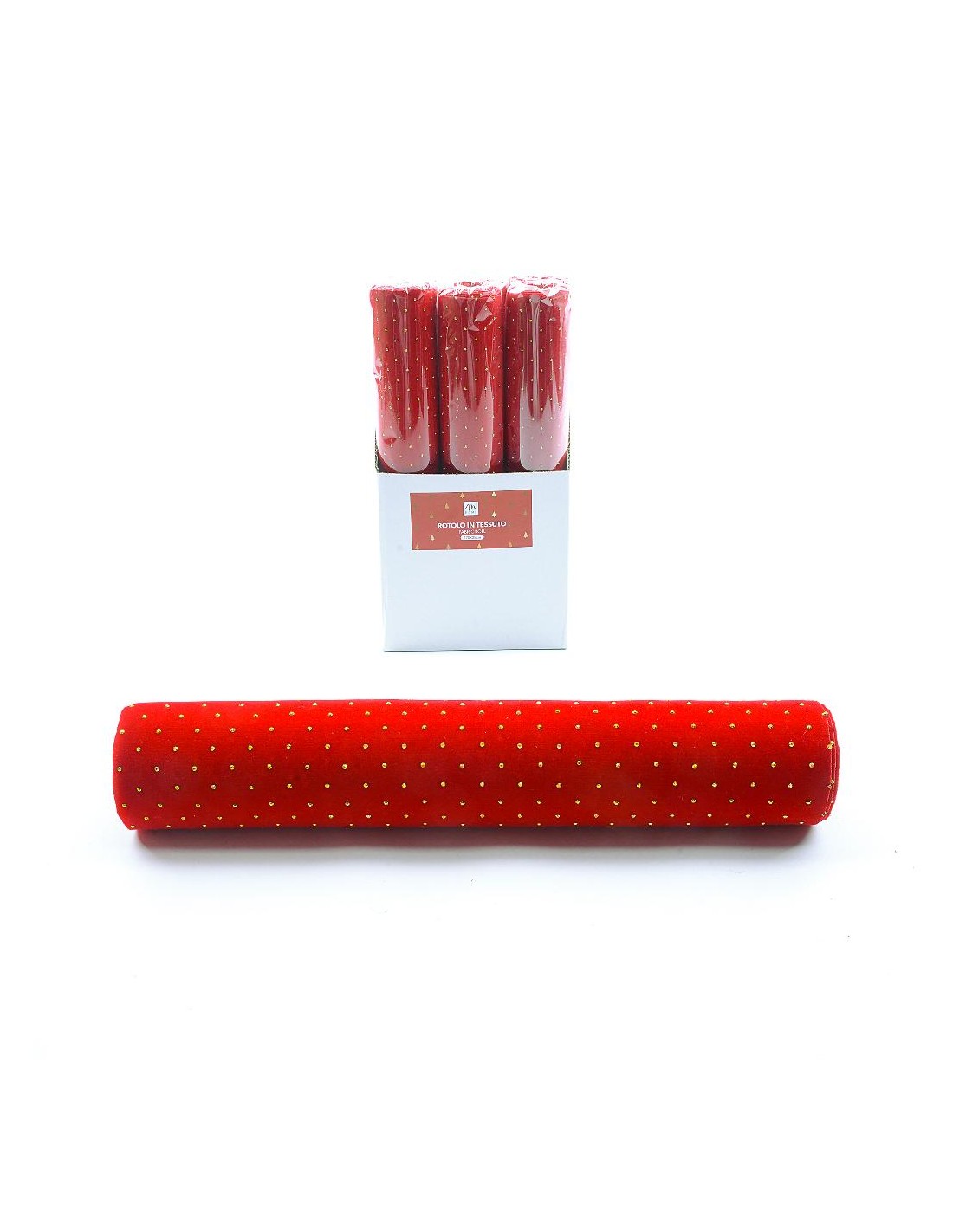 ROTOLO ROSSO IN TESSUTO 270X28CM BRILLANTINI