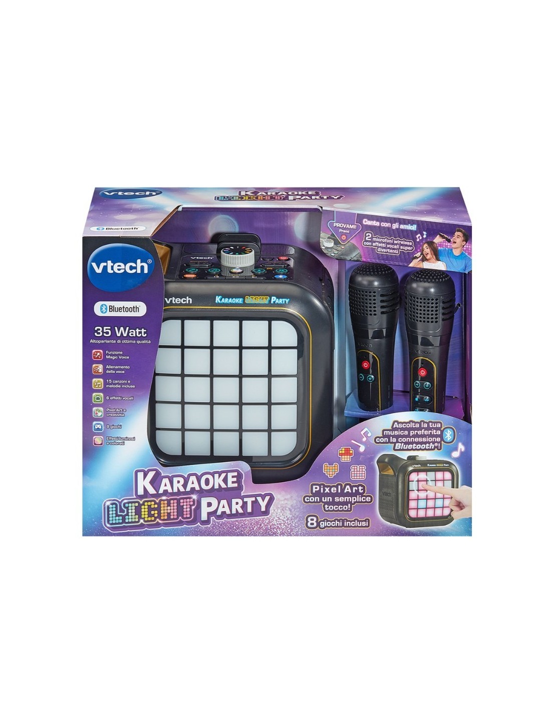 MUSICALI: vendita online KARAOKE LIGHT PARTY, ALTOPARLANTE, BLUETOOTH, 2 MICROFONI, LUCI LED, EFFETTI VOCALI in offerta