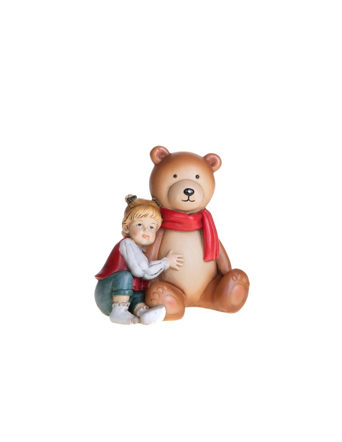 Brandani Bambina con Orsetto Natale in Resina | Decorazione Natalizia su shopincasa.it