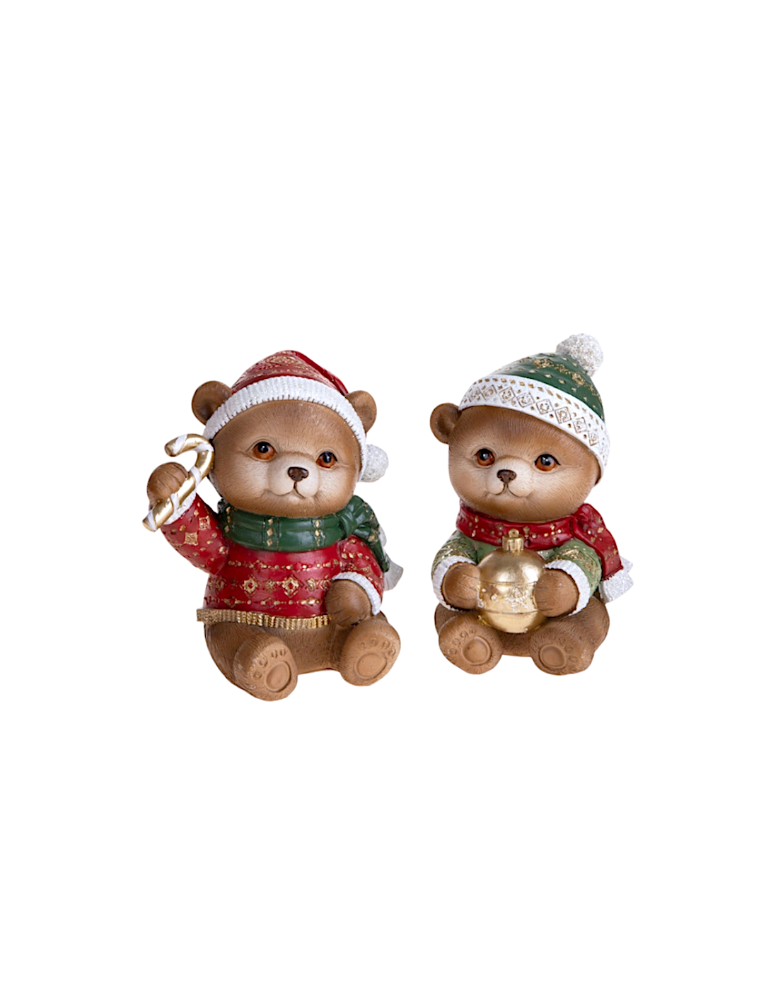 Set 2 Orsetti Natale Brandani in resina | Decorazioni natalizie tenere ed eleganti