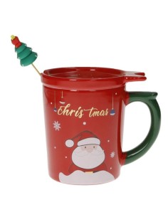 MUG C/TAPPO ROSSO C/CUCCHIAINO ALBERO GOLD INOX/SILICONE BRANDANI