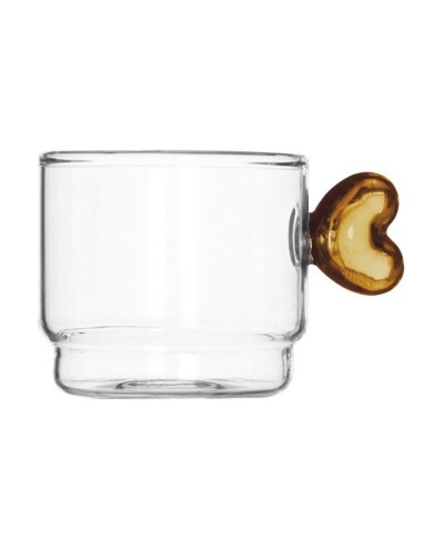 set 4 tazzine caffè in vetro Brandani con manico a cuore | shopincasa.it