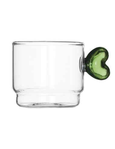 set 4 tazzine caffè in vetro Brandani con manico a cuore | shopincasa.it