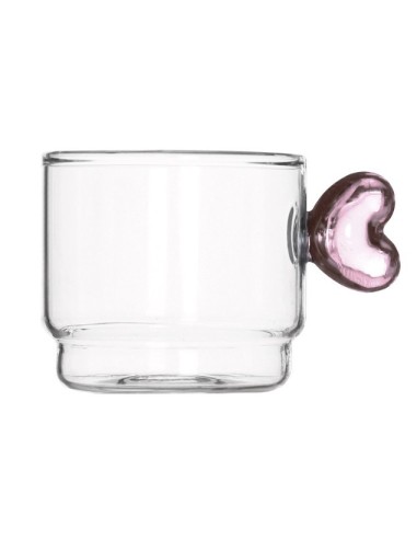 set 4 tazzine caffè in vetro Brandani con manico a cuore | shopincasa.it