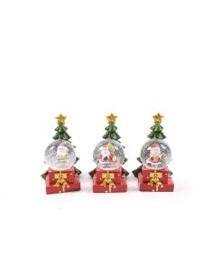 DECORAZIONE CON PALLA DI NEVE IN RESINA E LUCI 12X13,5X18CM ASSORTITO