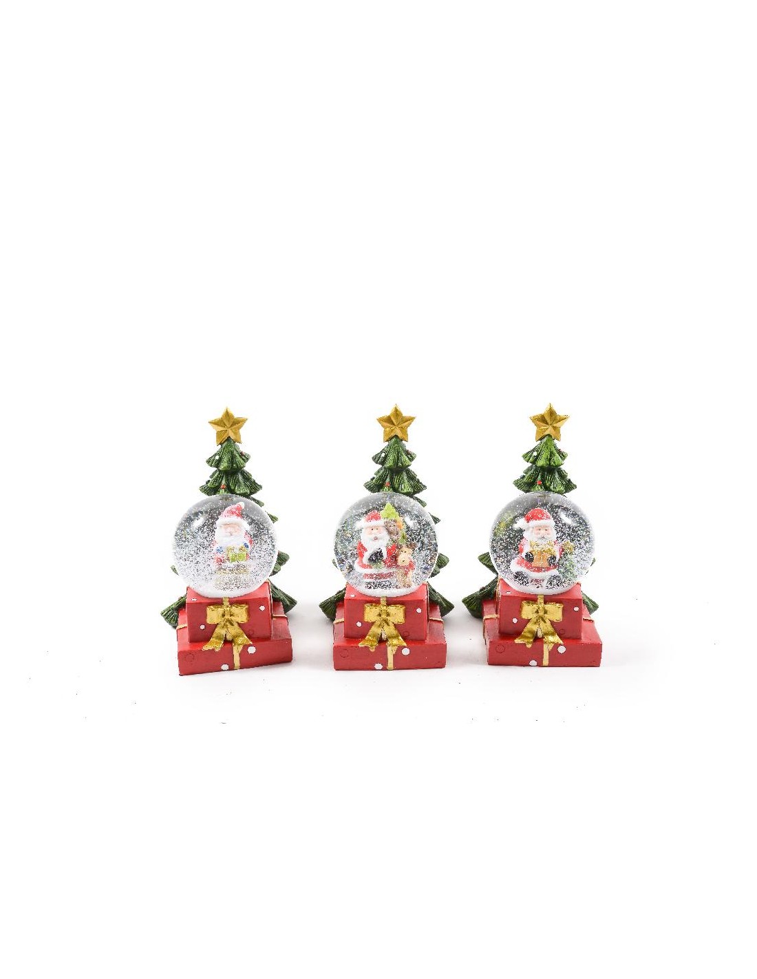 DECORAZIONE CON PALLA DI NEVE IN RESINA E LUCI 12X13,5X18CM ASSORTITO