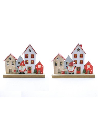 DECORAZIONE IN LEGNO CON LUCI 30X6X24CM ASSORTITO