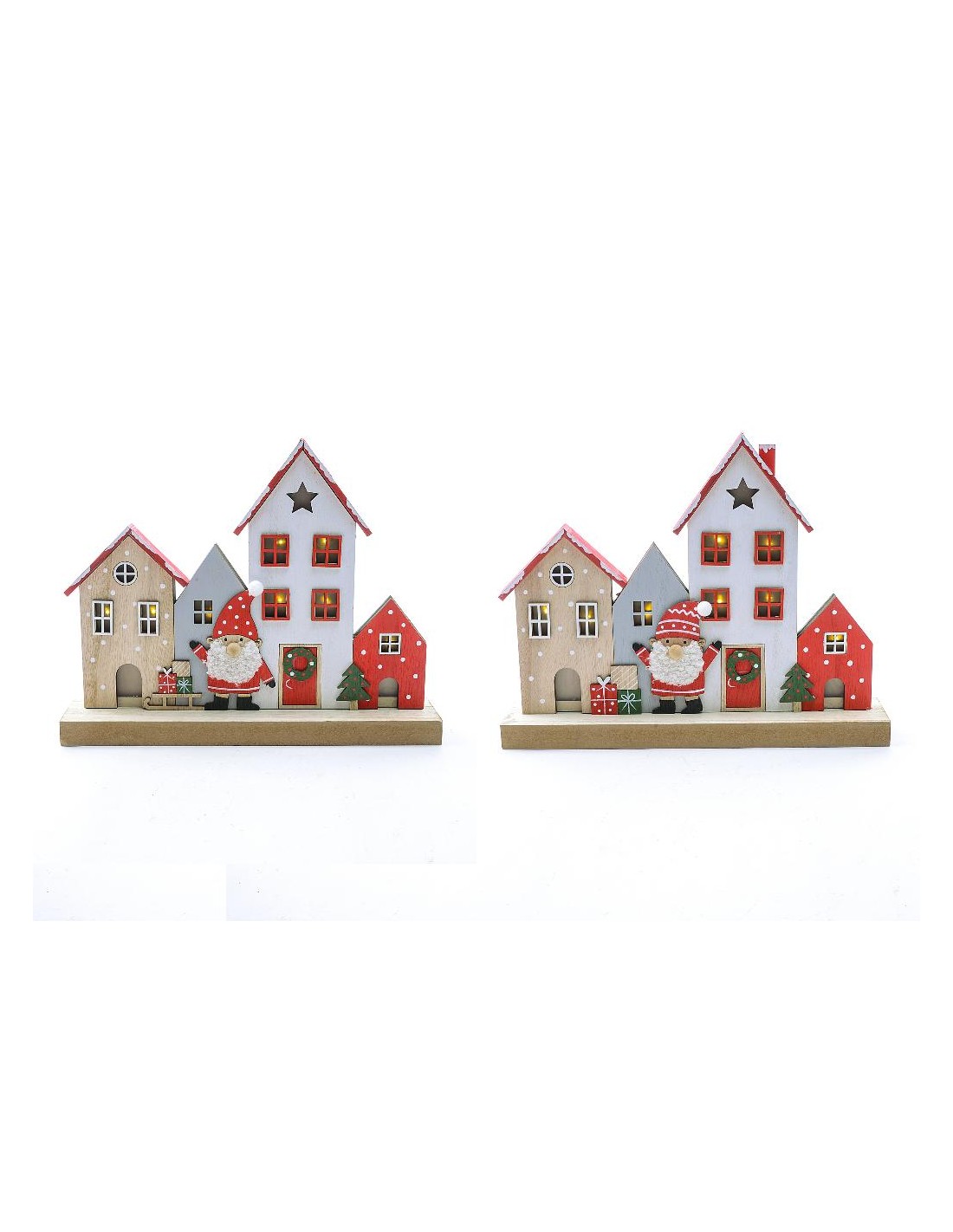 DECORAZIONE IN LEGNO CON LUCI 30X6X24CM ASSORTITO