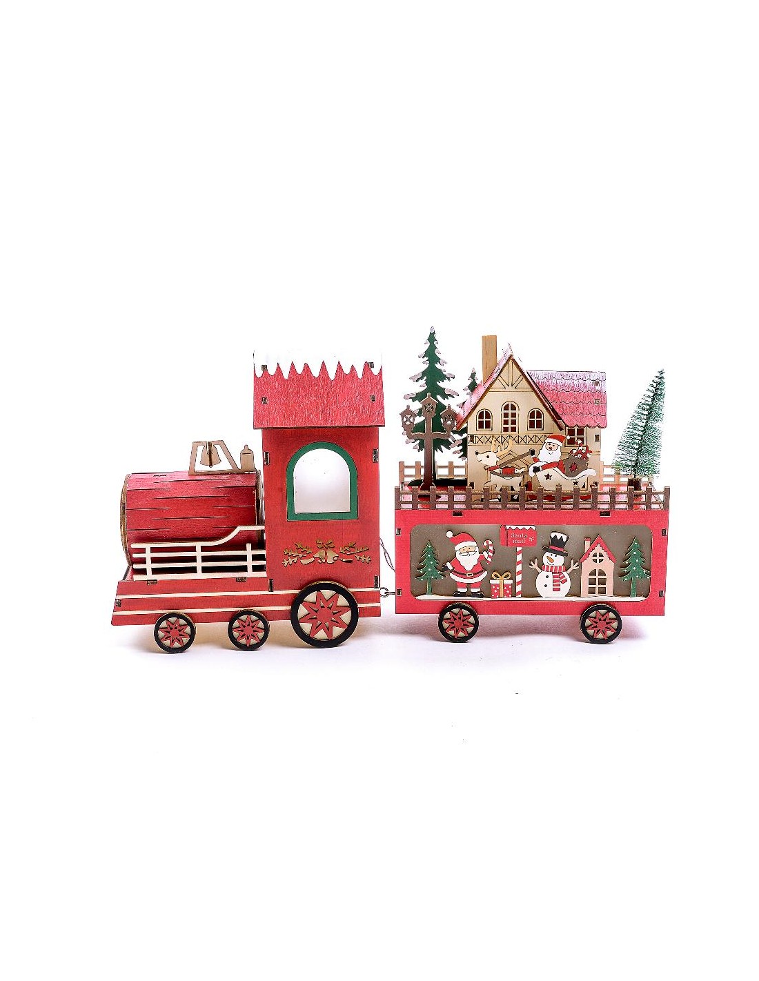 DECORAZIONE IN LEGNO CON LUCI 35X7X19CM
