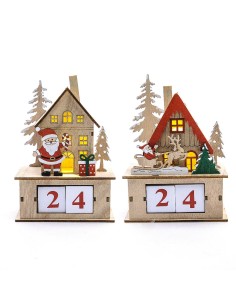 CALENDARIO DELL'AVVENTO LEGNO CON LUCI 11X7X16CM ASSORTITO