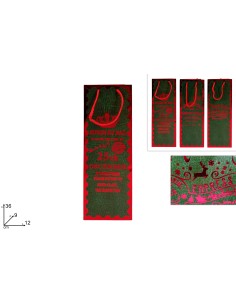 BUSTA REGALO VERDE CON SCRITTA ROSSA 36X12X9CM ASSORTITO