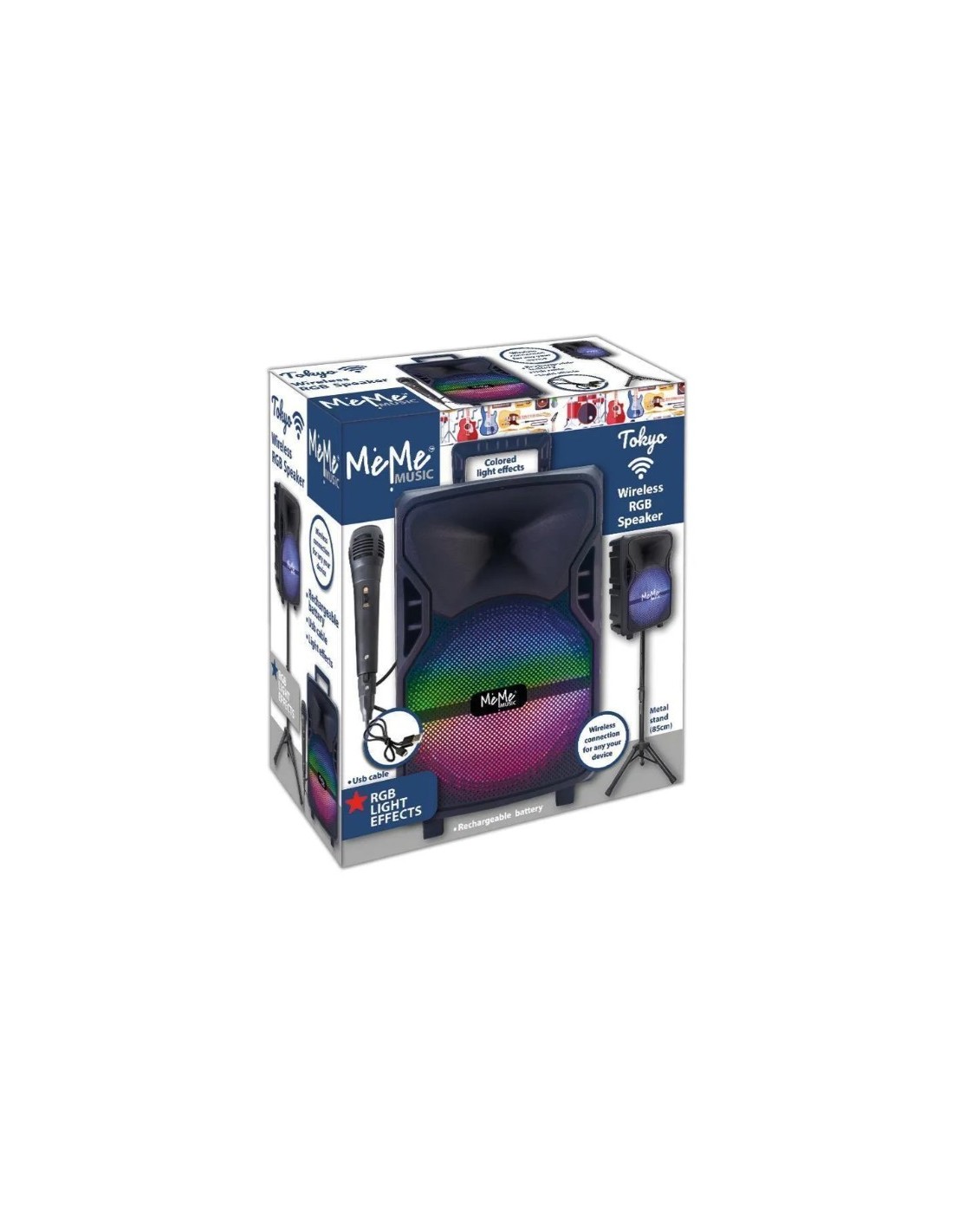 MUSICALI: vendita online AMPLIFICATORE CON MICROFONO E STAND WIRELESS, LUCI LED RGB, ECO, BLUETOOTH, USB, AUX in offerta